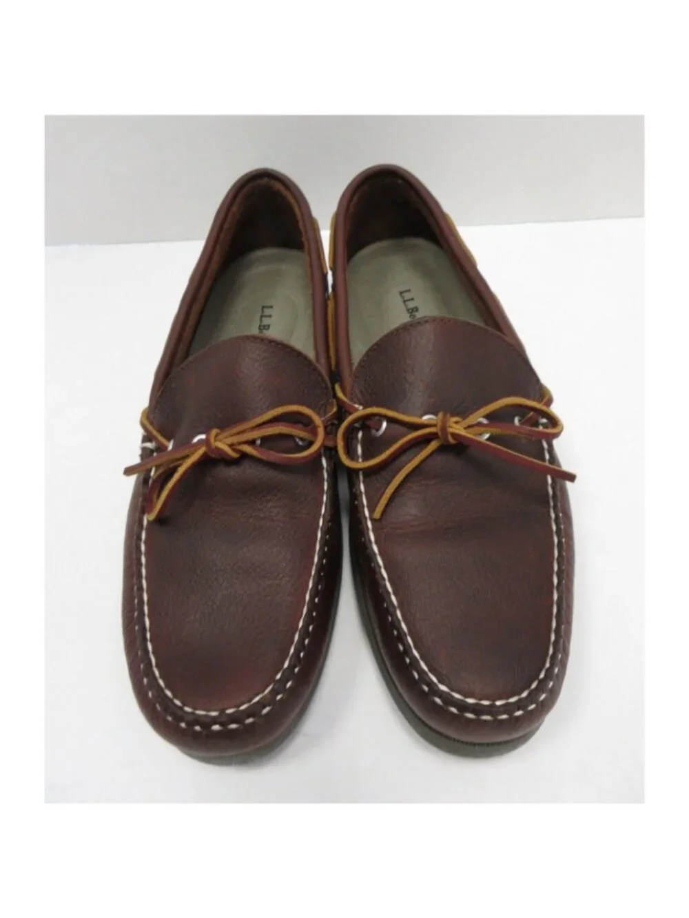 LL Bean Boat Shoes 11 D Dark Loafer Leather Moccasin Slip On Classic